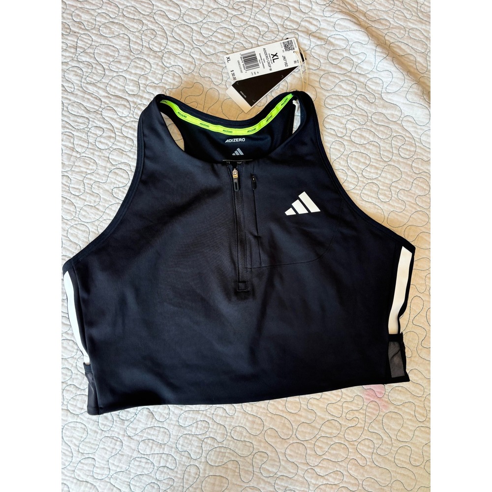 Adidas Adizero Crop Womens Running Tank Top Black Size XL
